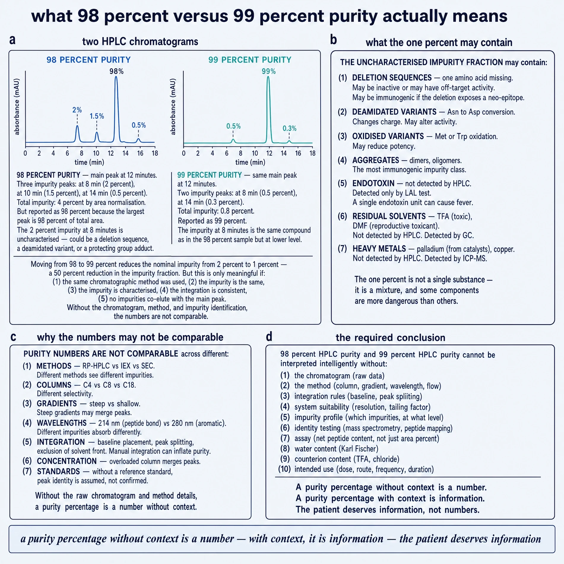 What 98 percent versus 99 percent purity actually means.