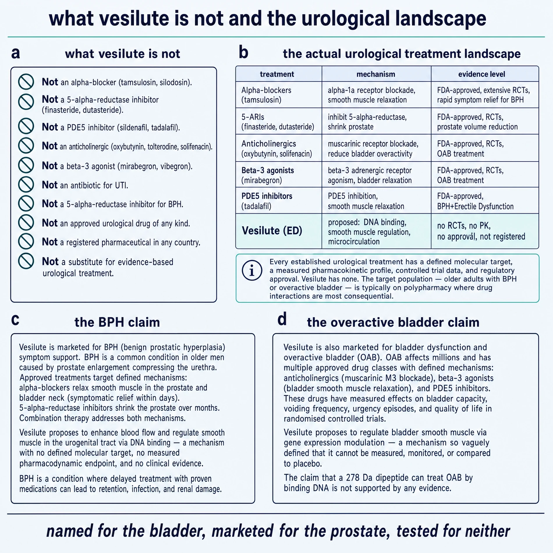 What Vesilute is not, and the urological treatment landscape